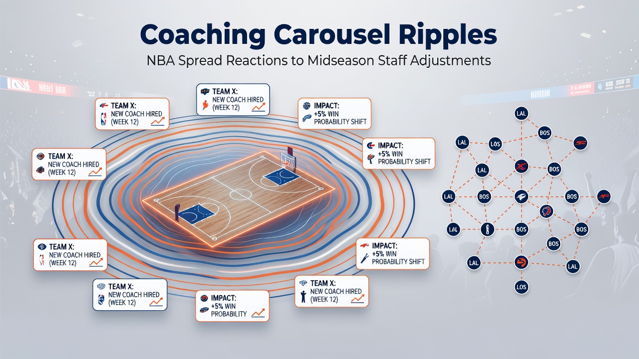 Chart displaying NBA spread line movements following midseason coaching changes across multiple seasons