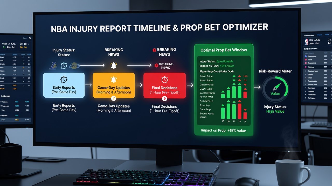 Digital display showing live NBA injury report updates and betting line movements