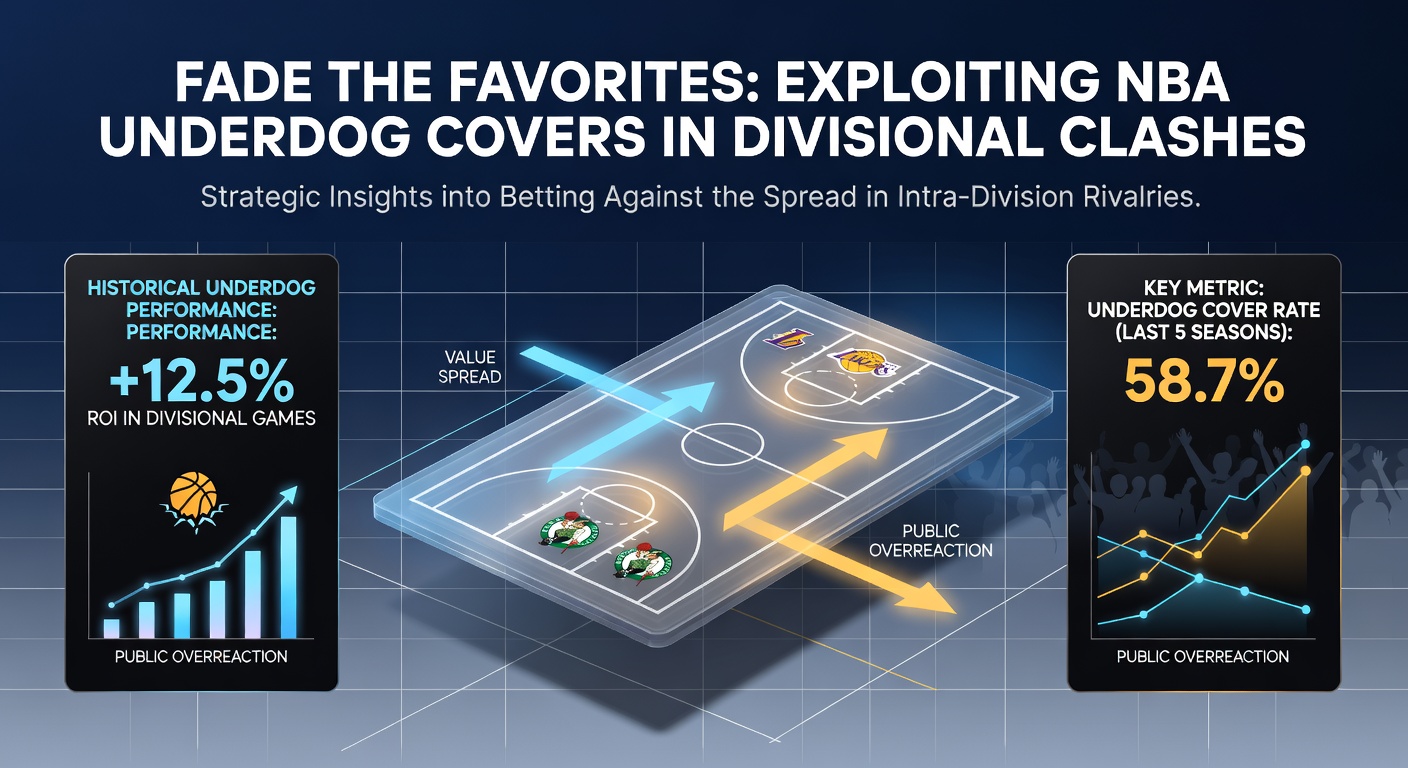 Close-up of NBA spread betting chart highlighting underdog covers in divisional games