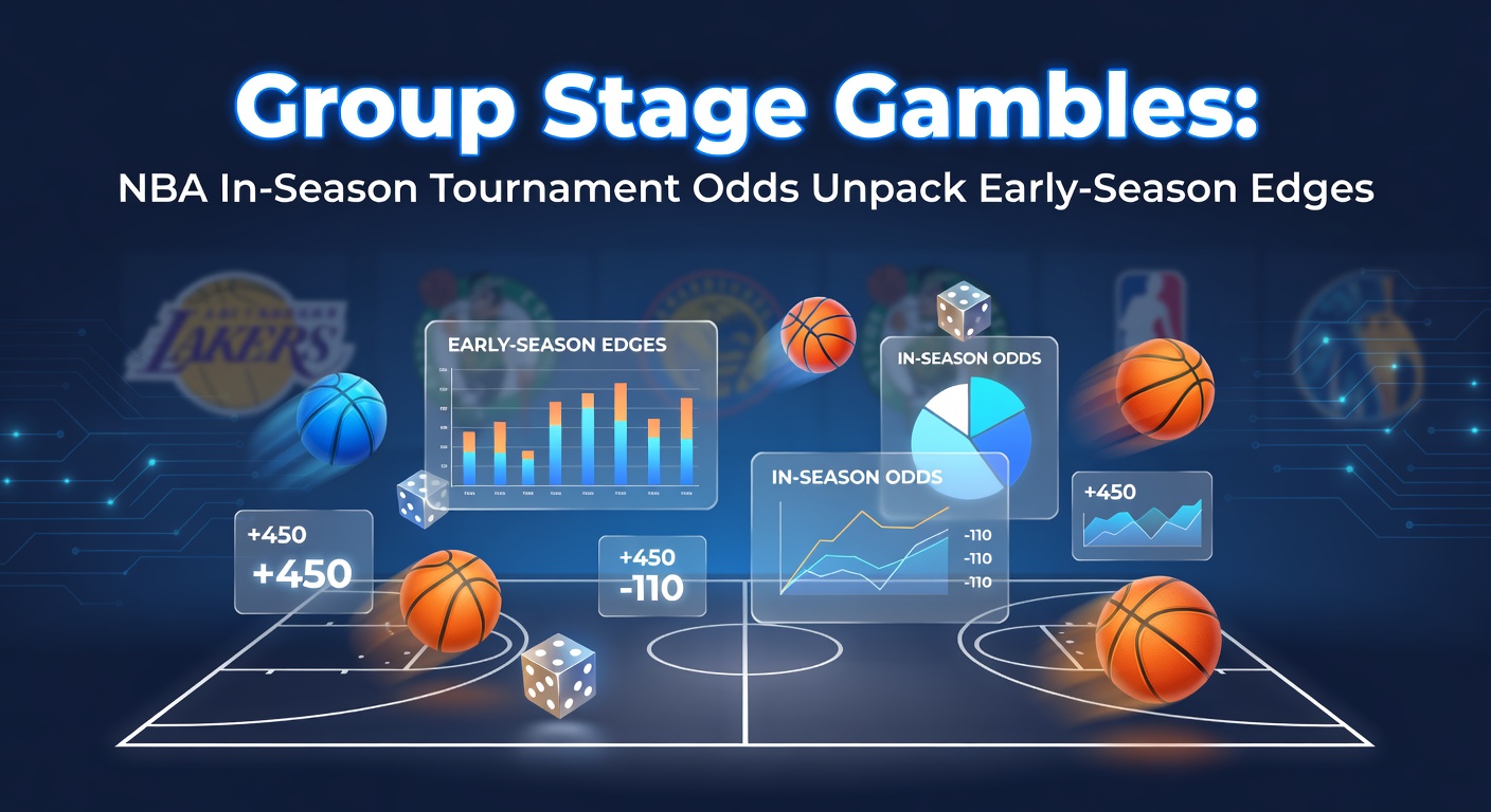 Dynamic NBA In-Season Tournament group stage matchup with players driving to the basket amid cheering crowds
