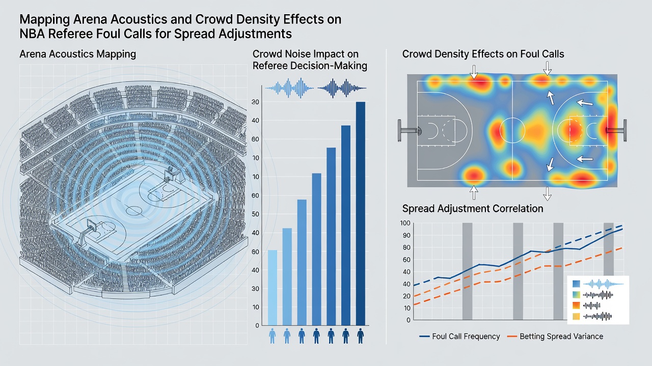 Heatmap visualization of NBA court with overlaid foul call density and crowd noise intensity zones
