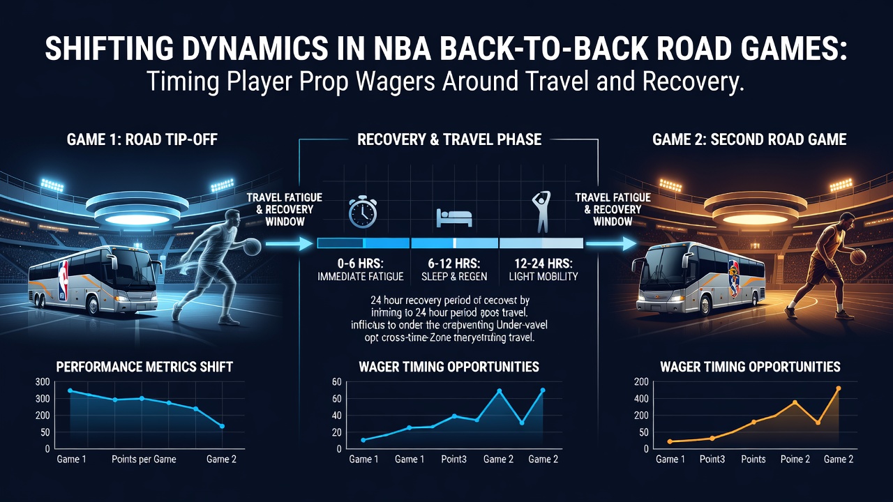 Player monitoring recovery metrics during extended NBA road trips