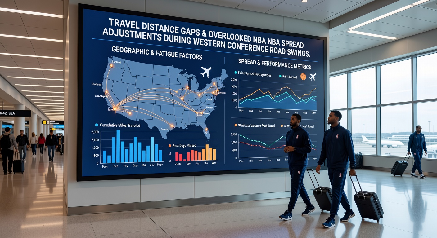Detailed map highlighting NBA Western Conference travel routes and mileage statistics